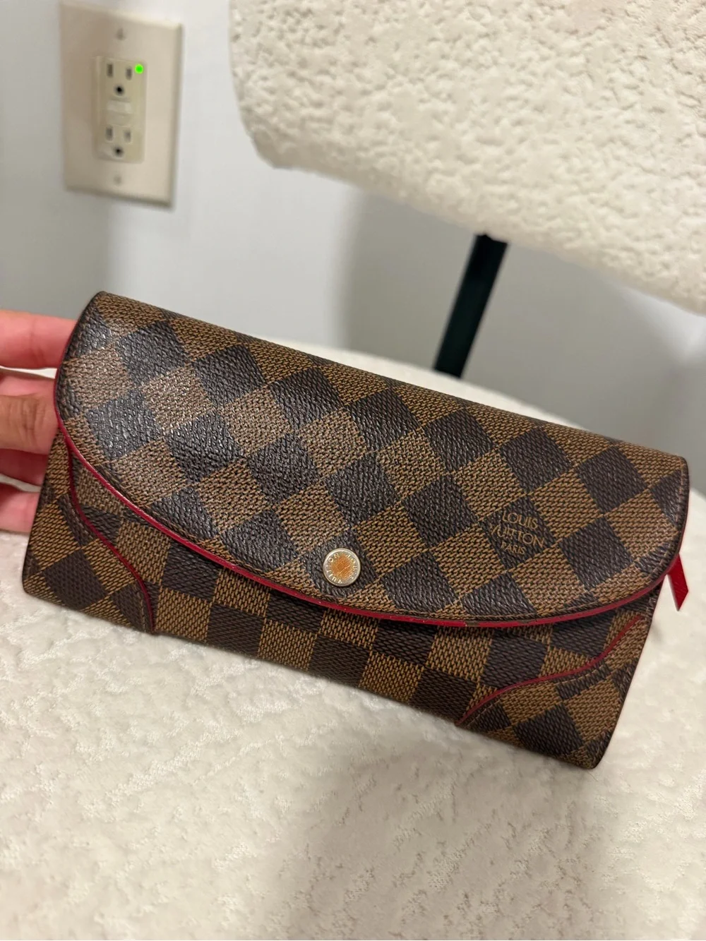 Louis Vuitton Caissa Wallet Damier with Red Interior
